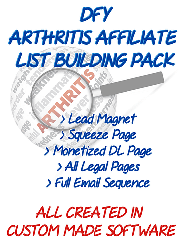 Arthritis Care Affiliate Listbuilding Pack